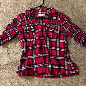 Plaid 3/4 sleeve shirt